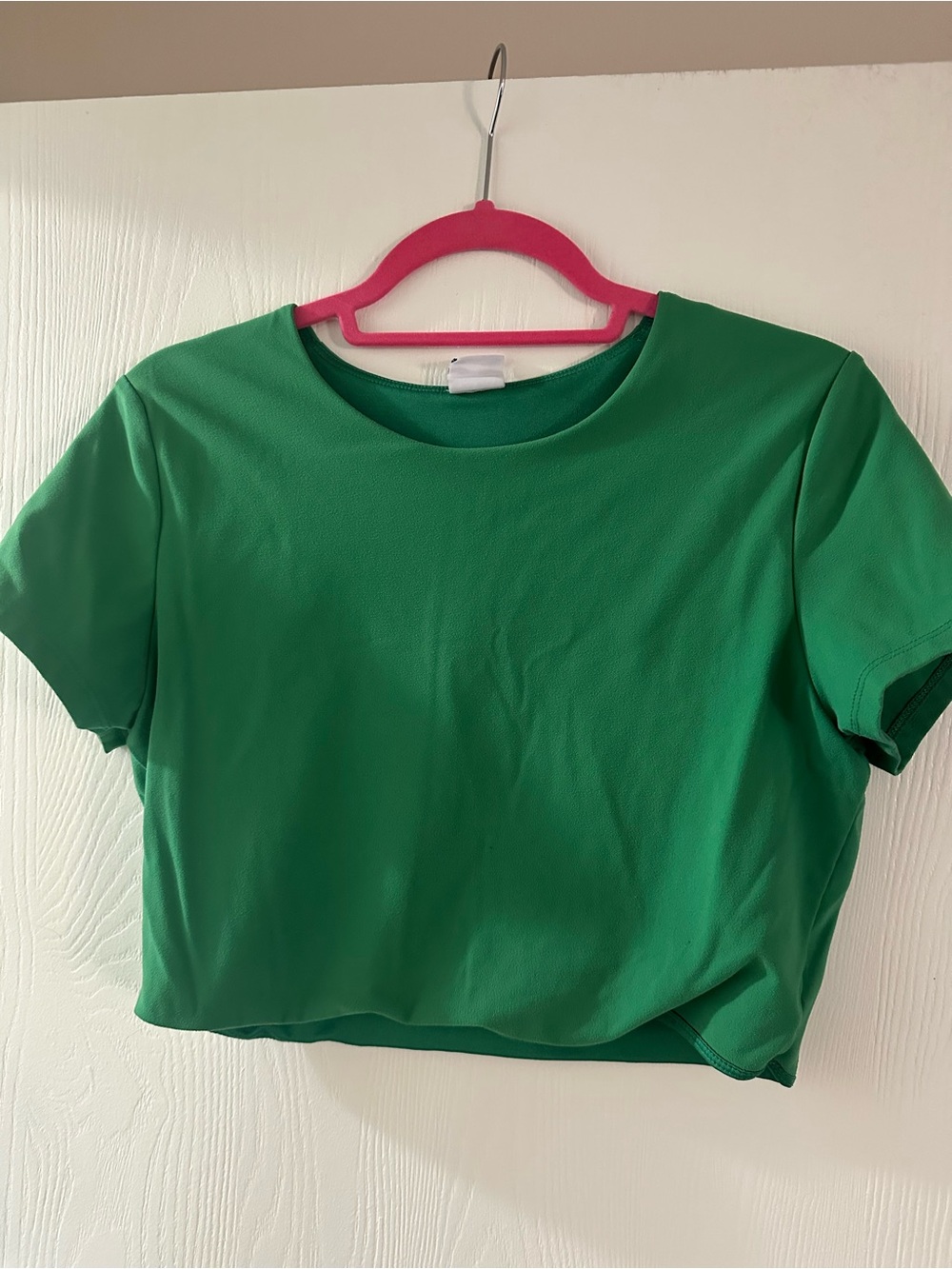 Women’s Green Crewneck Crop Top - Essential Short Sleeve
